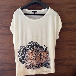 Escada white Tee with Leopard Print